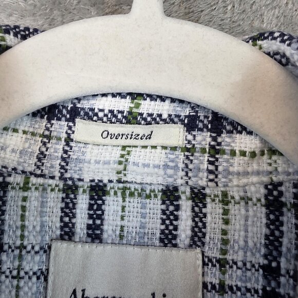 Abercrombie & Fitch Shirt Womens S Blue Green Plaid Button Down Oversized Casual - Picture 2 of 11
